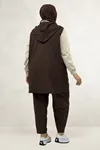 67057 Büyük Beden Yelek-Pantolon Nora Takım - Kahve