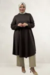 68090  Büyük Beden Modal Mevlana Tunik - Kahve