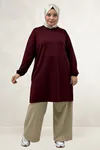 68080 Büyük Beden Basic Modal Tunik - Bordo