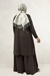 68086 Büyük Beden Eteği Oval Kesim Modal Tunik - Kahve