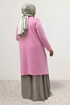 68106 Büyük Beden Eteği Oval Kesim Modal Tunik - Pembe
