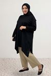 68106 Büyük Beden Eteği Oval Kesim Modal Tunik - Siyah
