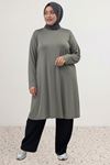 38501 Büyük Beden Basic Penye Tunik - Antrasit