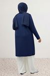 38501 Büyük Beden Basic Penye Tunik - Lacivert