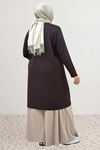 38501 Büyük Beden Basic Penye Tunik - Kahverengi