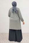38014 Büyük Beden Basic Penye Tunik - Antrasit