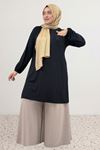 38014 Büyük Beden Basic Penye Tunik - Siyah