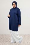 38014 Büyük Beden Basic Penye Tunik - Lacivert