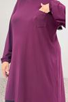38014 Büyük Beden  Basic Penye Tunik - Bordo
