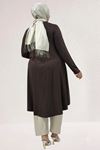 28016 Büyük Beden Mevlana Penye Tunik - Kahve